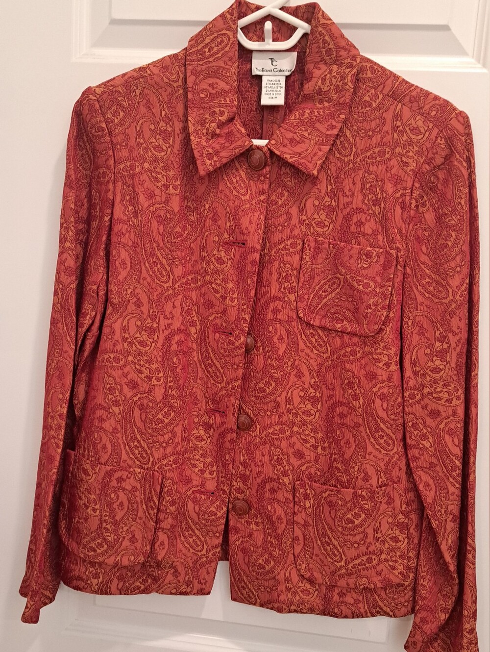 Talbots Rust Paisley Button-Front Jacket